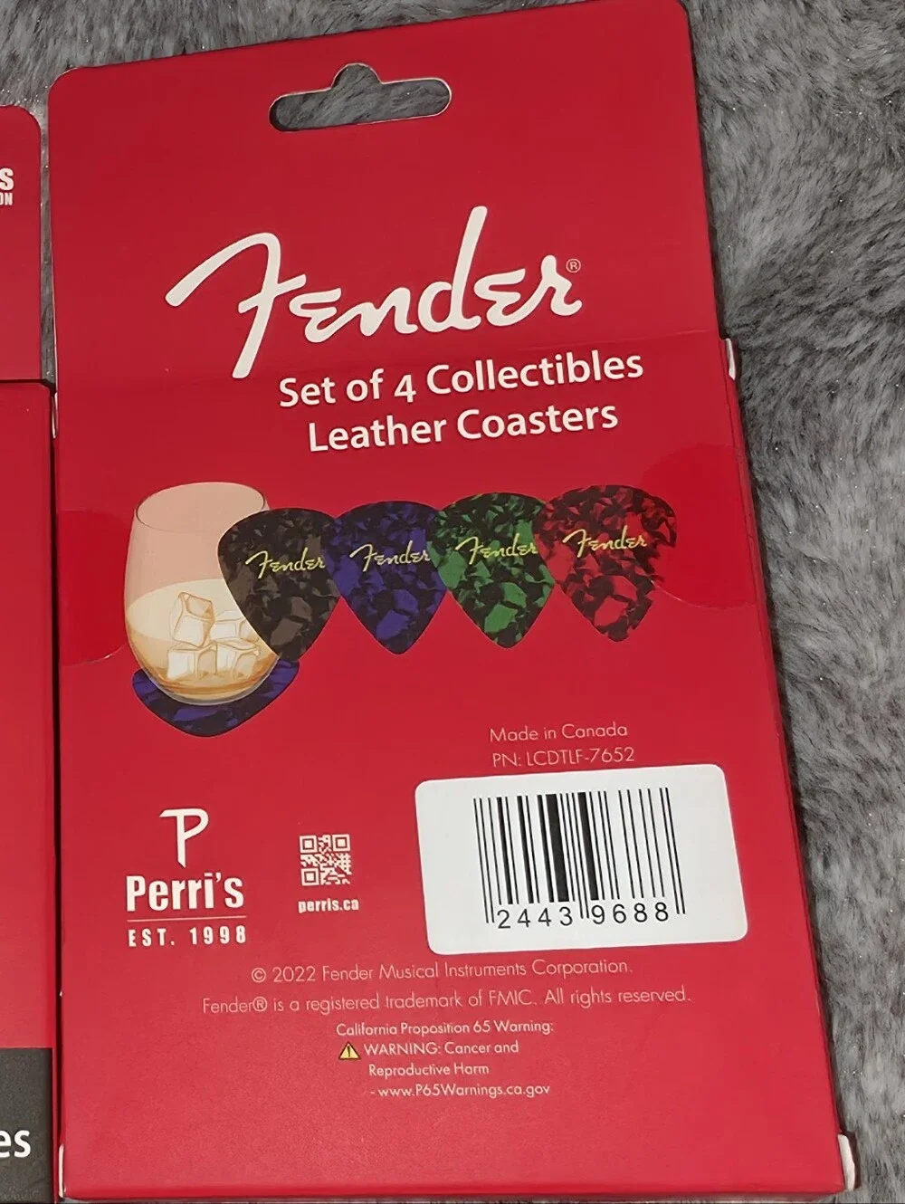 Set of 4 Leather Fender Brand Guitar Pick Coaster Set